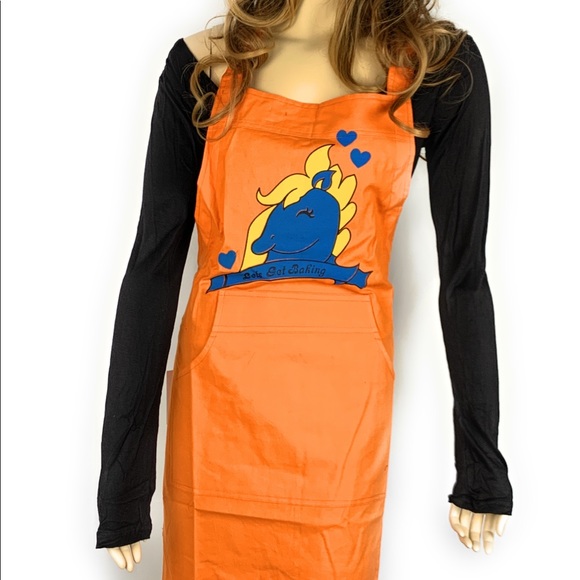 Orange bib apron and chef cap set - Picture 8 of 8